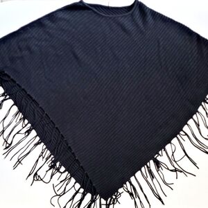 NWOT Pancho Fringed Black